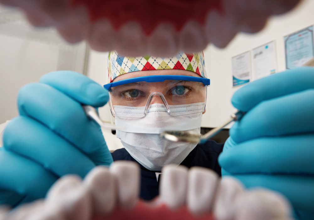 Before and after dental crown transformation on front teeth