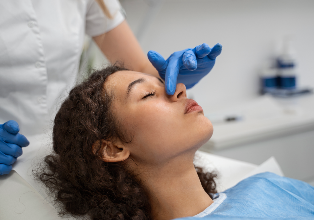 Before and after corrective jaw surgery showing improved facial profile