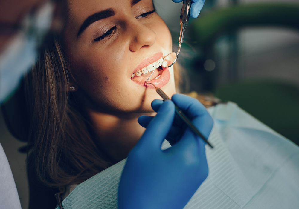 Beautiful straight smile after orthodontic treatment