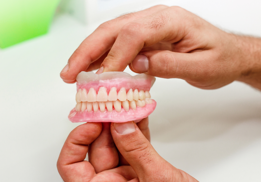 Before and after partial denture smile transformation